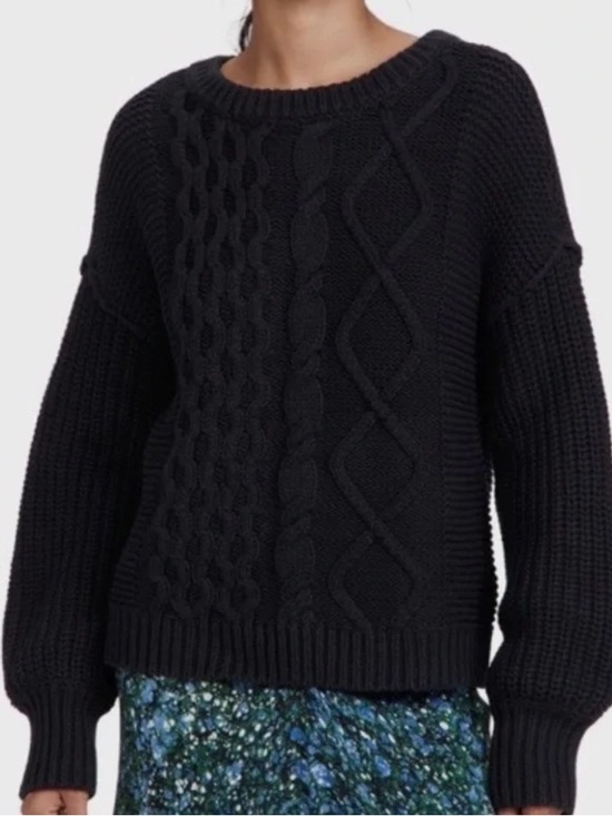 Free People Sweaters - Free People Chunky Cable Knit Crew Sweater - Black